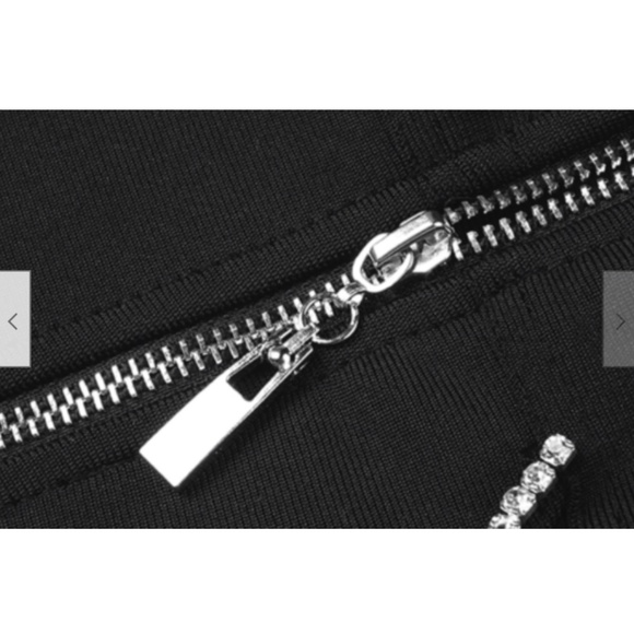 NEW! ELEGANT RHINESTONE LITTLE BLACK MINI DRESS SEXY CRYSTAL CROSS STRAP DETAIL - Picture 9 of 11